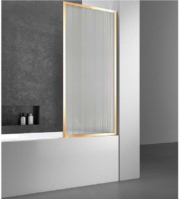 Шторка на ванну Vincea 70x140 VSB-41700FLG профиль Брашированное золото стекло рифленое