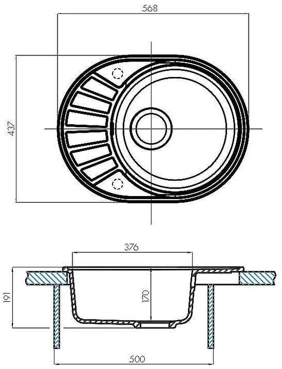 Кухонная мойка Aquaton Чезана 57 1A711232CS250 Серый шелк