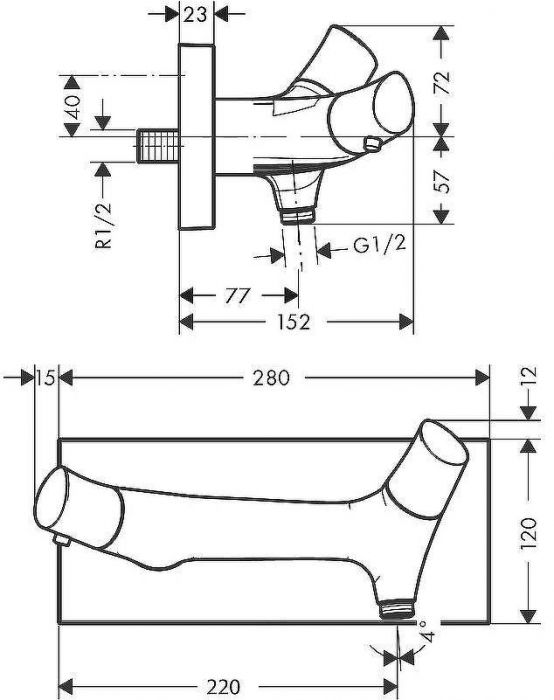 Смеситель для душа Axor Starck Organic 12602000 с термостатом Хром