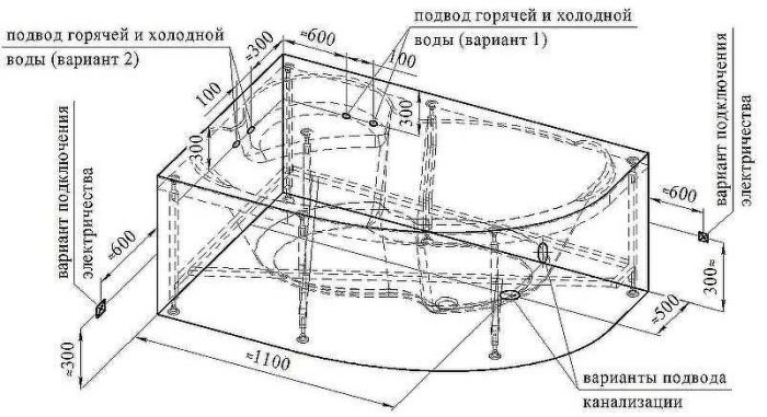 Акриловая ванна Radomir Vannesa Ирма 160х105 L 2-75-2-1-0-229 с гидромассажем Классик Хром