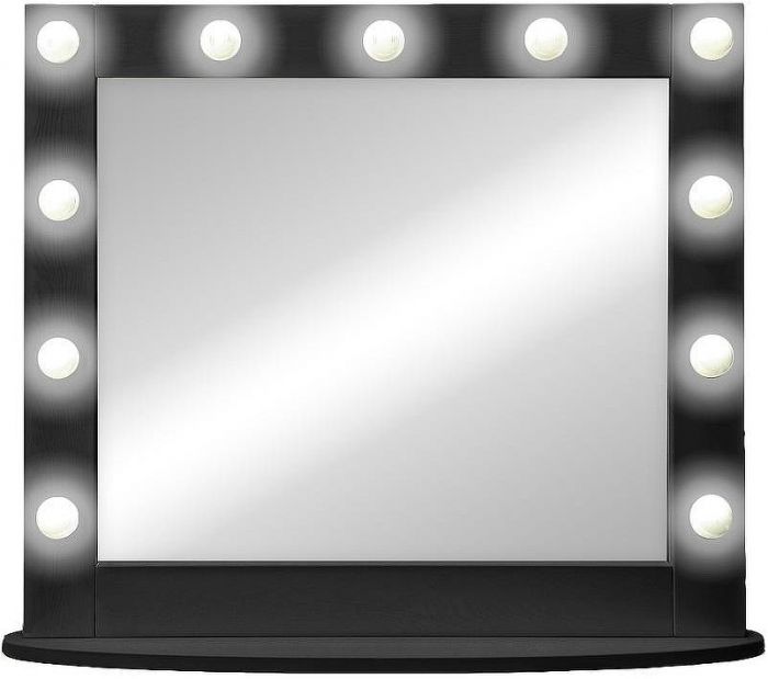 Зеркало Континент 800х700 ЗГП43 гримерное с подсветкой Черное с механическим выключателем