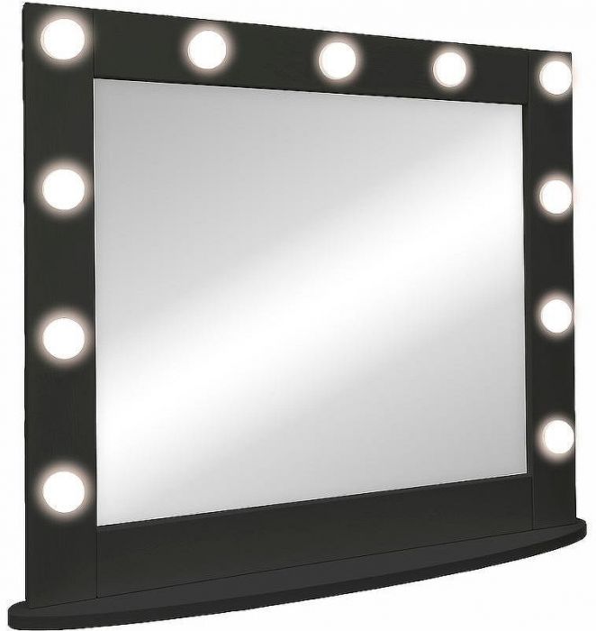 Зеркало Континент 800х700 ЗГП43 гримерное с подсветкой Черное с механическим выключателем