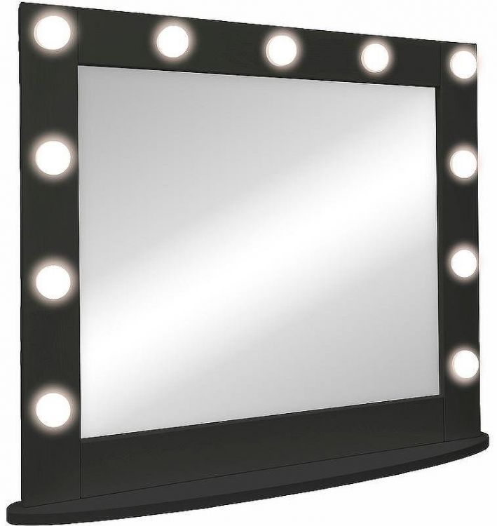 Зеркало Континент 800х700 ЗГП43 гримерное с подсветкой Черное с механическим выключателем
