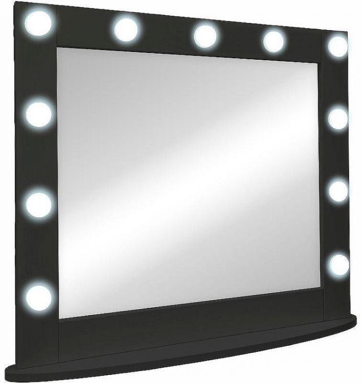 Зеркало Континент 800х700 ЗГП43 гримерное с подсветкой Черное с механическим выключателем