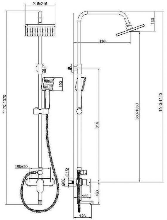 Душевая система Bond B01-9488 Черная матовая