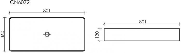 Накладная раковина CERAMICANOVA Element 801x361x130 мм CN6072MB