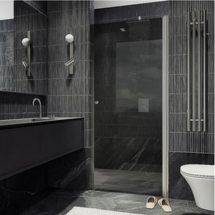 Душевая дверь Maybah Glass MGD-812-5 900x1980 на монопетле Хром матовый стекло графитовое