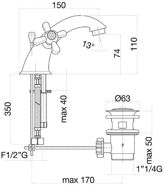 Смеситель для раковины Fiore Margot Sky 01ZZ0622 цвет Бронза