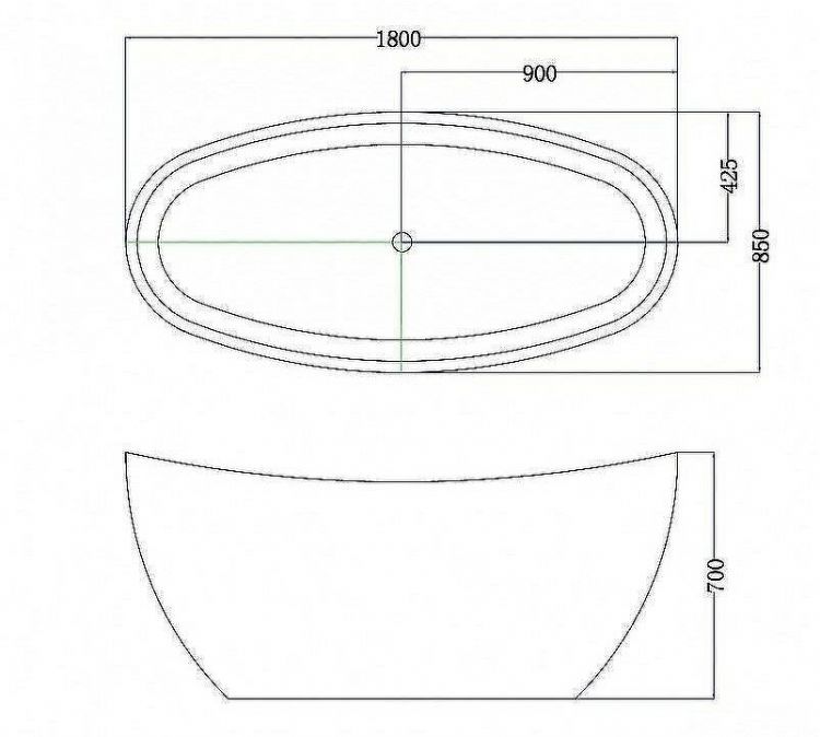 Акриловая ванна Esbano Ottawa 180x85 ESVAOTTA без гидромассажа