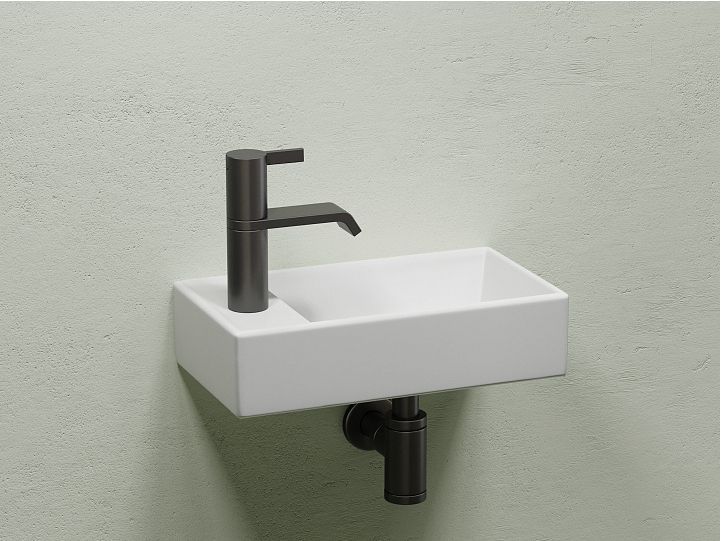 Умывальник CERAMICANOVA Element подвесной прямоугольный (чаша справа, отверстие под смеситель слева) цвет белый матовый CN6051RMW