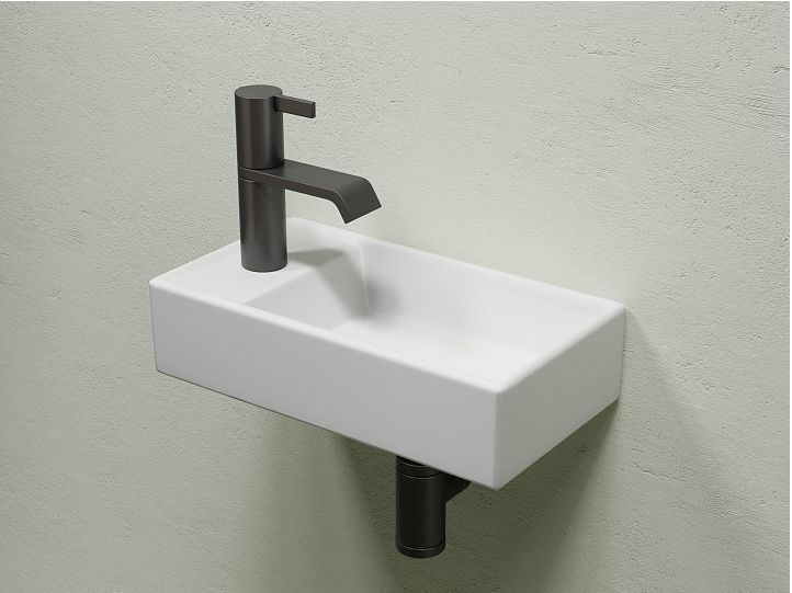 Умывальник CERAMICANOVA Element подвесной прямоугольный (чаша справа, отверстие под смеситель слева) цвет белый матовый CN6051RMW