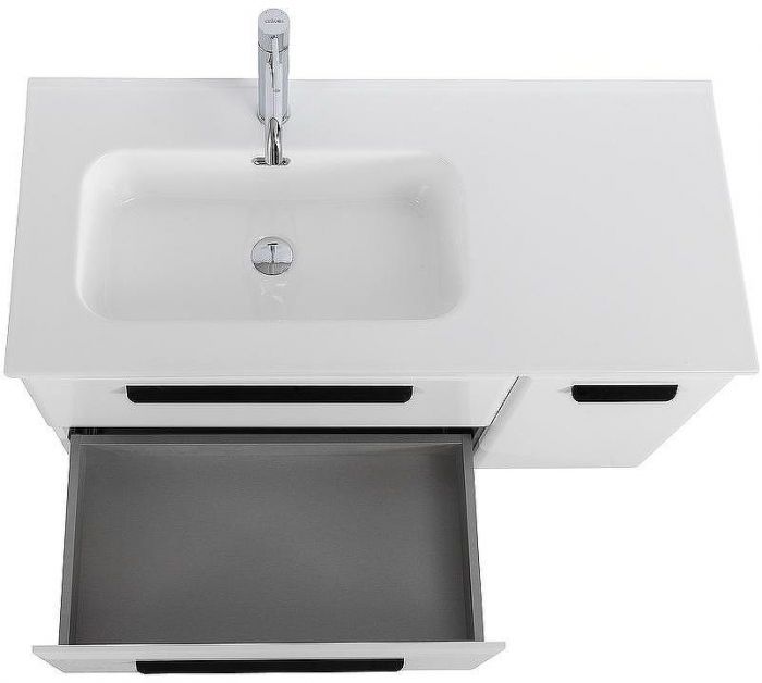 Тумба под раковину Cezares Eco-Cer-N 100 L ECO-CER-N-1000-2C-1A-SO-BL-L подвесная Bianco Lucido без ручек