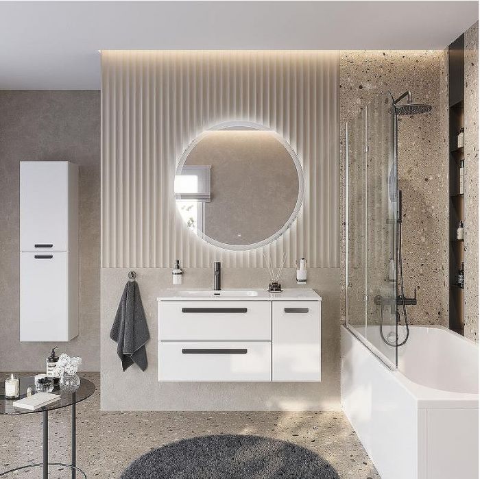 Тумба под раковину Cezares Eco-Cer-N 100 L ECO-CER-N-1000-2C-1A-SO-BL-L подвесная Bianco Lucido без ручек