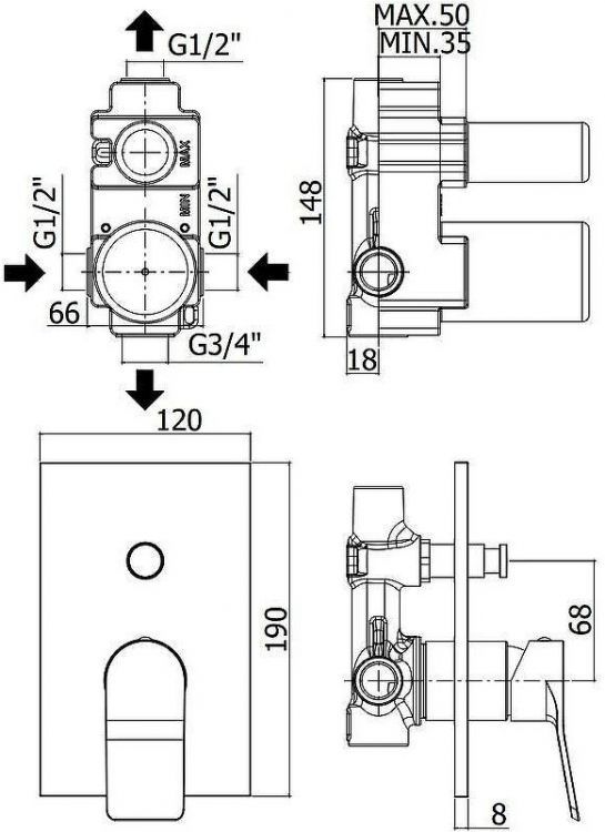 Смеситель для душа Paffoni Tilt TI015ST/M цвет Сталь Смеситель для душа Paffoni Tilt TI015ST/M цвет Сталь