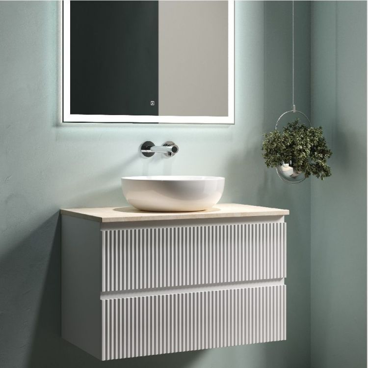 Тумба подвесная SANCOS Snob R, Bianco 790х445х500, под столешницу без отверстия под смеситель, цвет Kreman, SNR80W