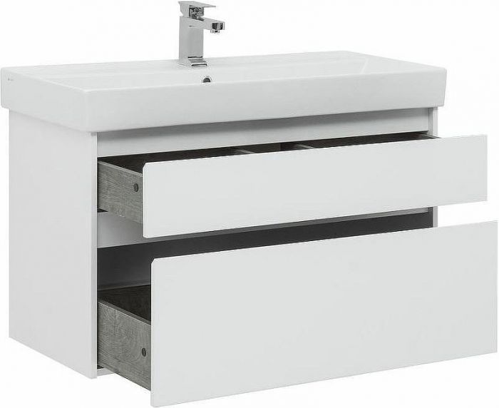 Тумба под раковину Aquanet Nova Lite Slim Synergy 100 249940 подвесная Белая глянцевая