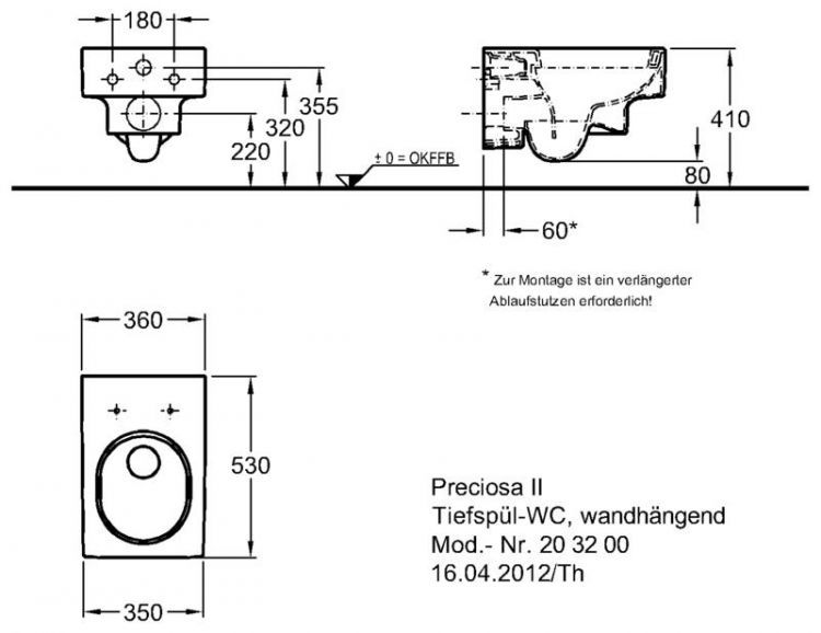 Унитаз подвесной Keramag Preciosa II, 203200000