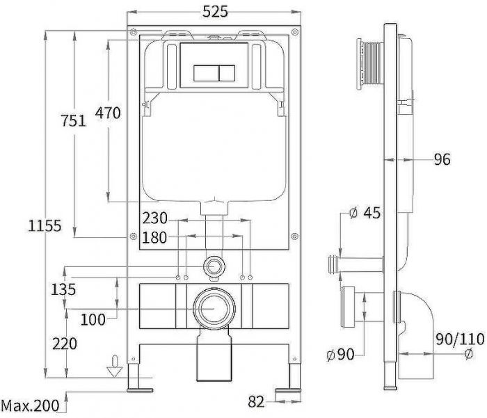 Инсталляция WeltWasser WW Bamberg 525 10000010287 для унитаза без клавиши смыва