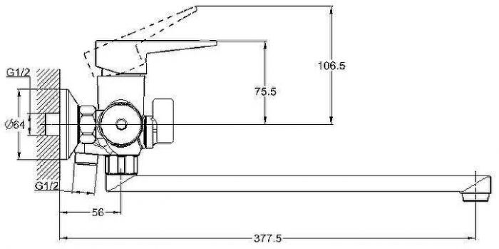 Смеситель для ванны G-Lauf NUD7-A045 универсальный Хром