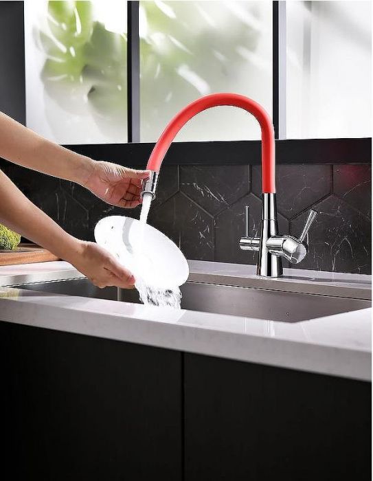 Смеситель для кухни Lemark Comfort LM3075C-Red Хром Красный