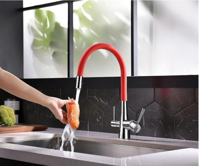 Смеситель для кухни Lemark Comfort LM3075C-Red Хром Красный