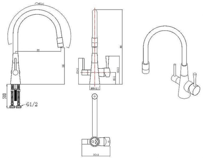 Смеситель для кухни Lemark Comfort LM3075C-Red Хром Красный