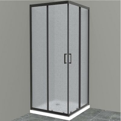 Душевой уголок BelBagno Uno 90х90 UNO-195-A-2-90-P-NERO профиль Черный матовый стекло рифленое