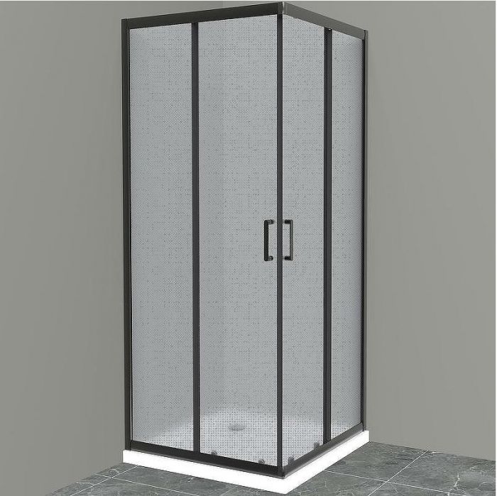 Душевой уголок BelBagno Uno 90х90 UNO-195-A-2-90-P-NERO профиль Черный матовый стекло рифленое