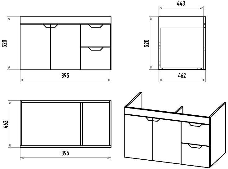 Тумба с раковиной Misty Оптима 90 УТ000023417 подвесная Белая матовая