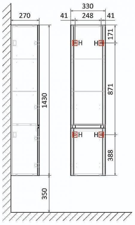 Шкаф пенал Raval Morelle 33 Mrl.04.143/P/A/RL подвесной Антрацит Шкаф пенал Raval Morelle 33 Mrl.04.143/P/A/RL подвесной Антрацит