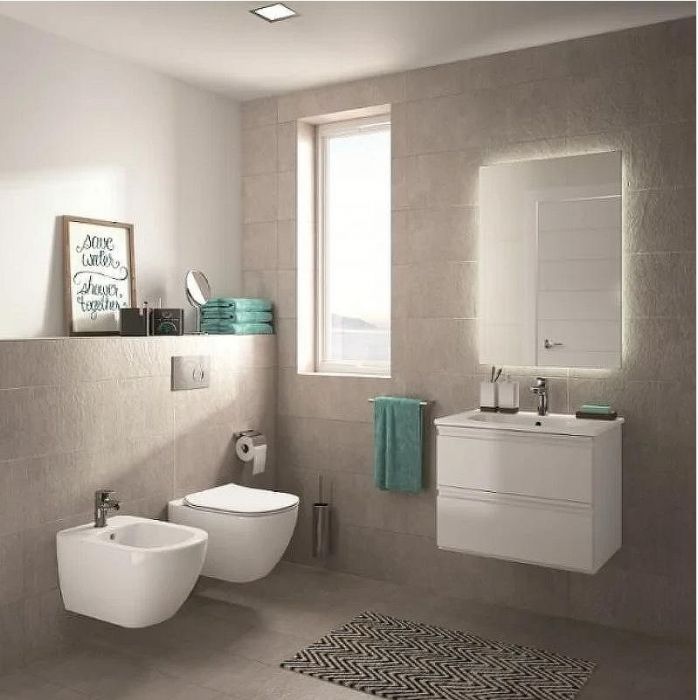 Комплект унитаза с инсталляцией Ideal Standard Tesi Aqua Blade TT00002/123AC с сиденьем Микролифт и Белой клавишей смыва