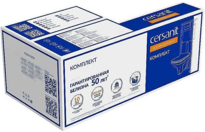 Комплект унитаза Cersanit City Smart CO DPL EO Slim с сиденьем Микролифт и инсталляцией Link Pro 68306 с клавишей смыва Хром глянцевый