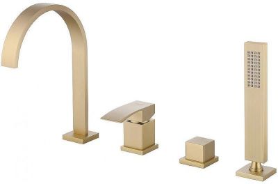 Смеситель на борт ванны Abber Wasserfall AF8613G Золото матовое