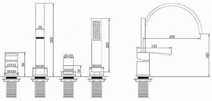 Смеситель на борт ванны Abber Wasserfall AF8613G Золото матовое