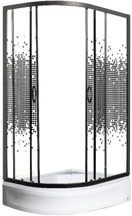 Душевой уголок Мономах ДУ 90x70 МЗ BL 10000008623 профиль Черный матовый стекло прозрачное с рисунком