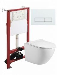 Комплект унитаза с инсталляцией Agger ATI09150L+APB288 цвет Белый с сиденьем Микролифт и клавишей смыва цвет Белый глянцевый