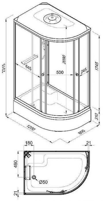 Душевая кабина Triton Коралл 120x80 В L Щ0000061819 без гидромассажа