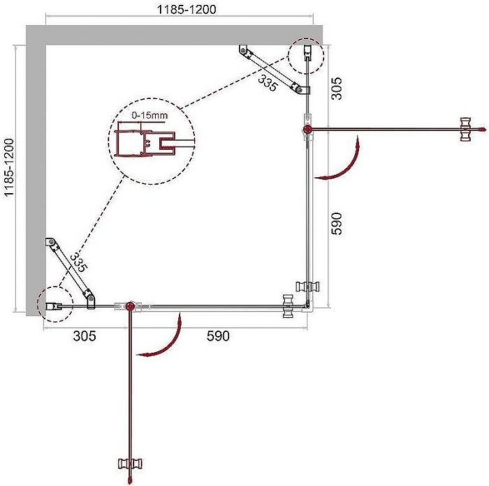 Душевой уголок BelBagno Etna 120х120 ETNA-A-22-120-C-Cr профиль Хром стекло прозрачное