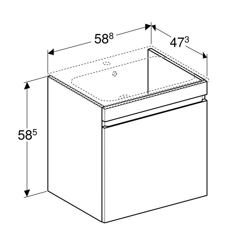 Тумба под раковину Geberit Renova Plan Тумба под раковину Slim,, 53.8х58.5 см, темно-серый матовый [869561000]
