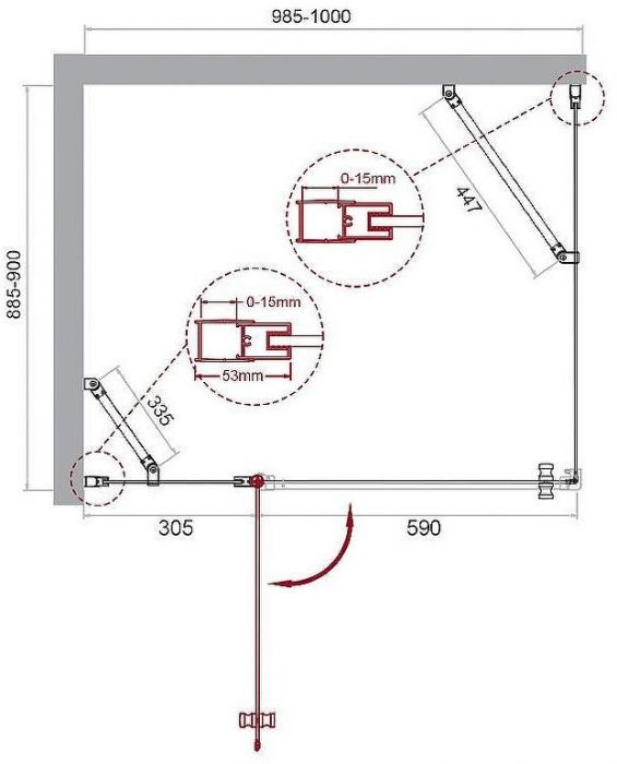 Душевой уголок BelBagno Etna 100х90 ETNA-AH-12-100/90-C-Cr профиль Хром стекло прозрачное