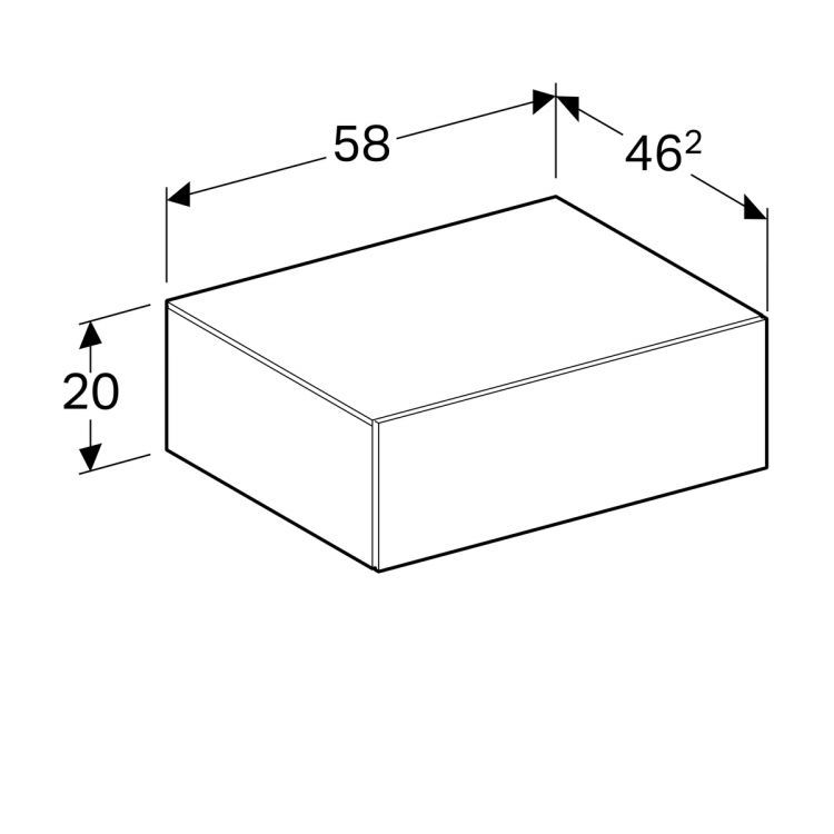 Шкафчик боковой Geberit Xeno? низкий с одним ящиком 580х200х462 мм, матовый серый [500.507.00.1]