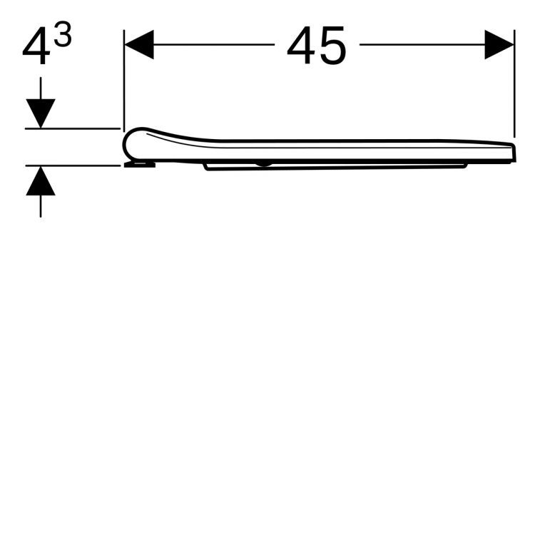 Сиденье для унитаза Geberit Smyle Square антибактериальное, крепление сверху, высота 43 мм [500.238.01.1]