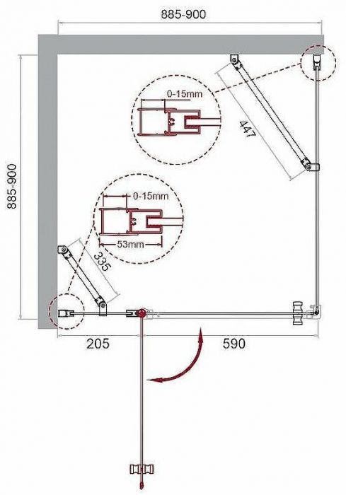 Душевой уголок BelBagno Etna 90х90 ETNA-A-12-90-C-Cr профиль Хром стекло прозрачное