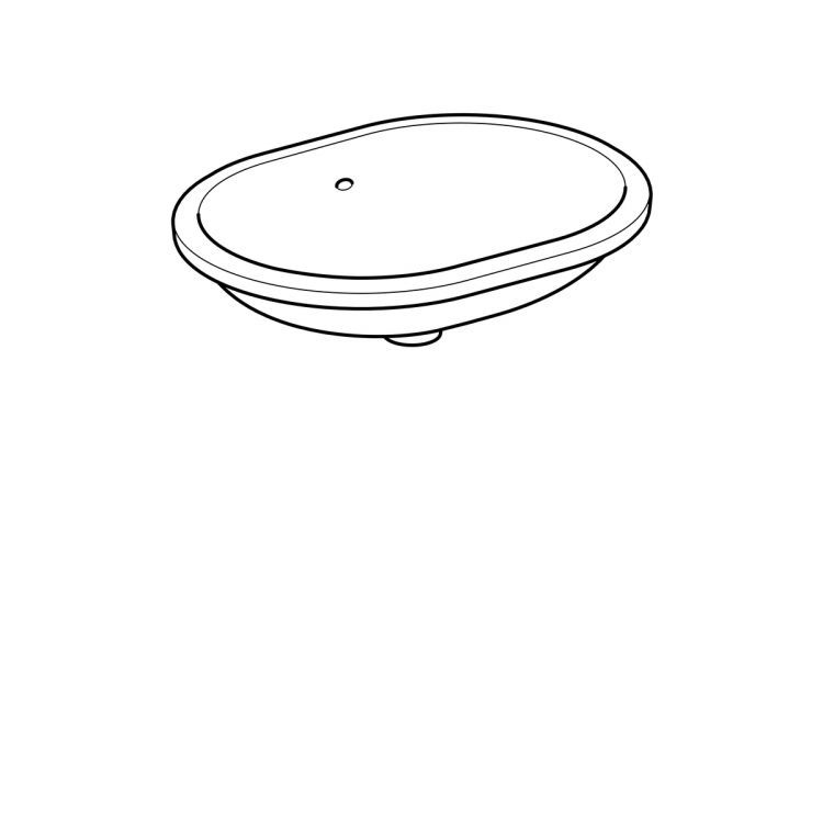 Раковина Geberit VariForm с установкой под столешницу  эллиптичекой формы, T1=55х40 см, без отв. под смеситель, с отв. перелива [500.756.01.2]