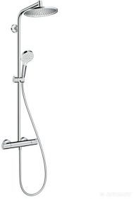 Hansgrohe Crometta Showerpipe S 240 SHP: термостат для душа + стойка с верхним душем 240мм + ручной душ со шлангом 160мм, цвет: хром