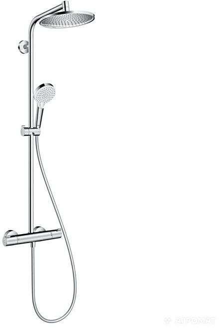 Hansgrohe Crometta Showerpipe S 240 SHP: термостат для душа + стойка с верхним душем 240мм + ручной душ со шлангом 160мм, цвет: хром
