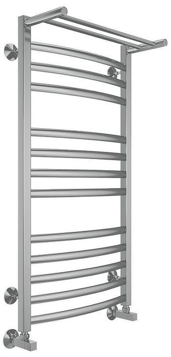 Водяной полотенцесушитель Terminus Енисей П13 500х1000 4670078529572 с полкой цвет Хром, нижнее подключение, G 1/2" ВР, с угловым соединением