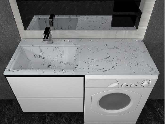 Раковина Stella Polar Мадлен 120 L SP-00001071 на стиральную машину Белый мрамор