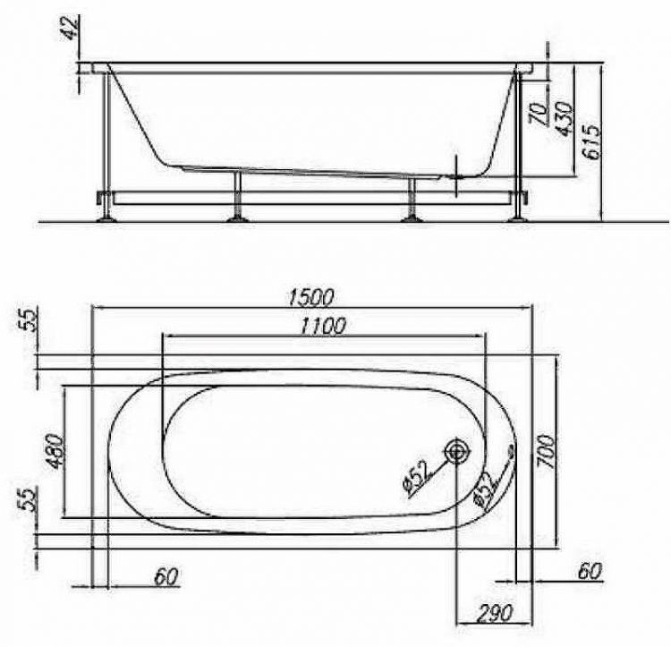 Акриловая ванна Kolpa San Tamia 150x70 531210 без гидромассажа