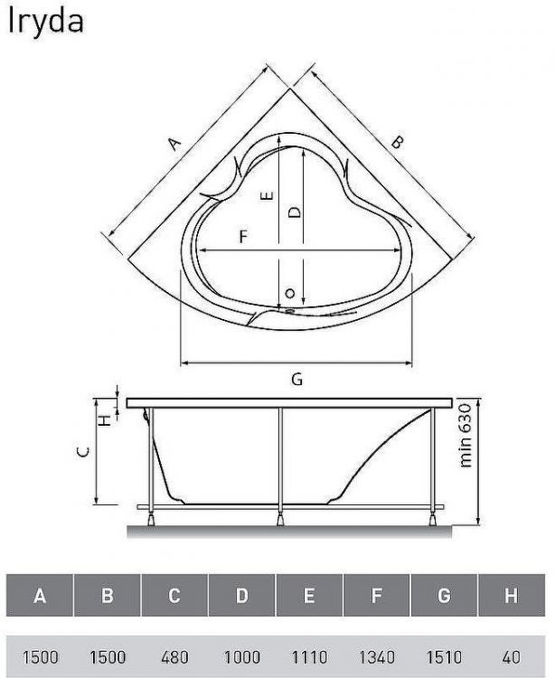 Акриловая ванна Vayer Iryda 150x150 Гл000006822 без гидромассажа Акриловая ванна Vayer Iryda 150x150 Гл000006822 без гидромассажа